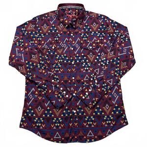 Platini Mens Western Pearl Snap Long Sleeve Aztec Printed Shirt Size XL
